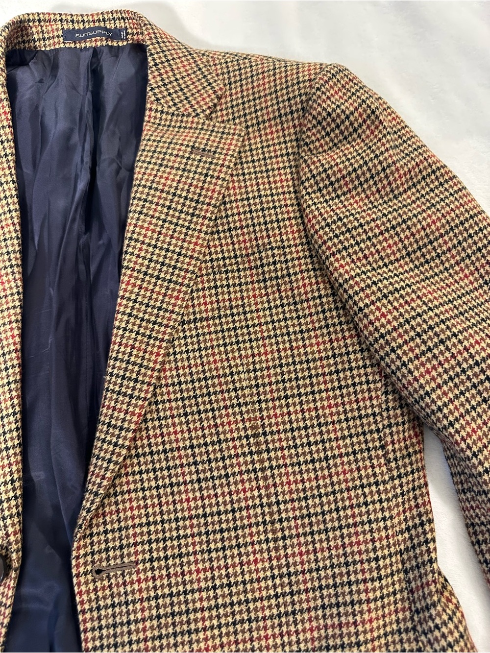 Suitsupply Men's Houndstooth Lazio Wool Cashmere ETHOMAS Italian Fabrics 36R